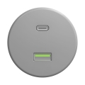 Reblig - Retro USB-stopcontact met USB-A en USB-C, randloos, grijs