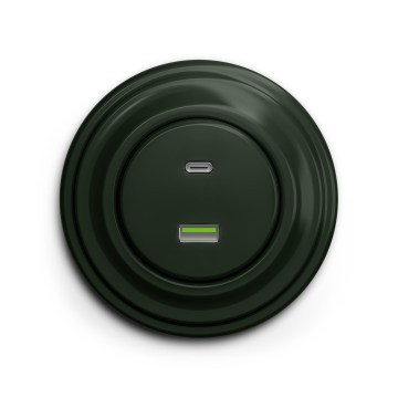 Reblig - Retro USB-wandcontactdoos A+C met afdekraam, groen