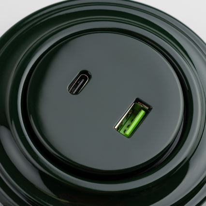 Reblig - Retro USB-wandcontactdoos A+C met afdekraam, groen