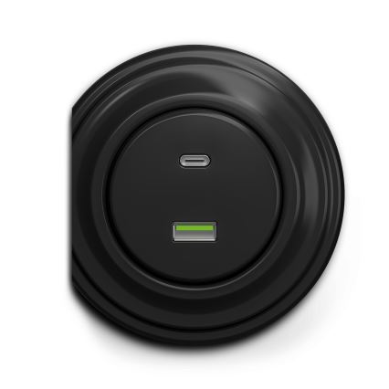 Reblig - Retro USB-wandcontactdoos A+C zonder afdekraam zwart
