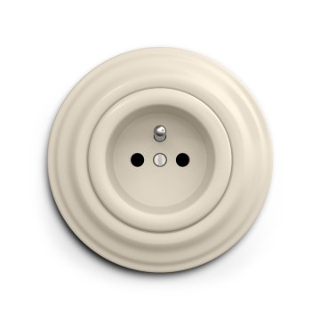 Reblig - Retro wandcontactdoos met afdekraam, 230 V, beige