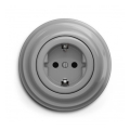 Reblig - Retro wandcontactdoos met afdekraam, Schuko-aansluiting 230V/16A, grijs