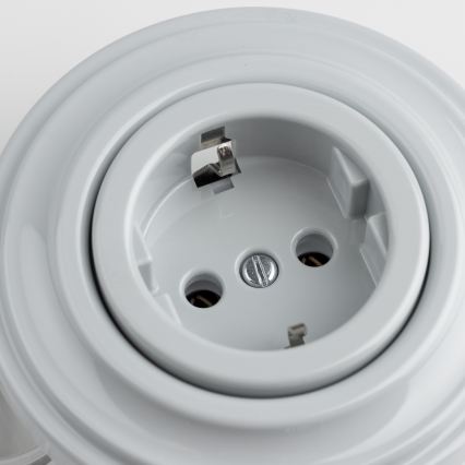 Reblig - Retro wandcontactdoos met afdekraam, Schuko-aansluiting 230V/16A, grijs