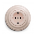 Reblig - Retro wandcontactdoos voor huishoudelijk gebruik met frame SCHUKO 230V/16A, oudroze