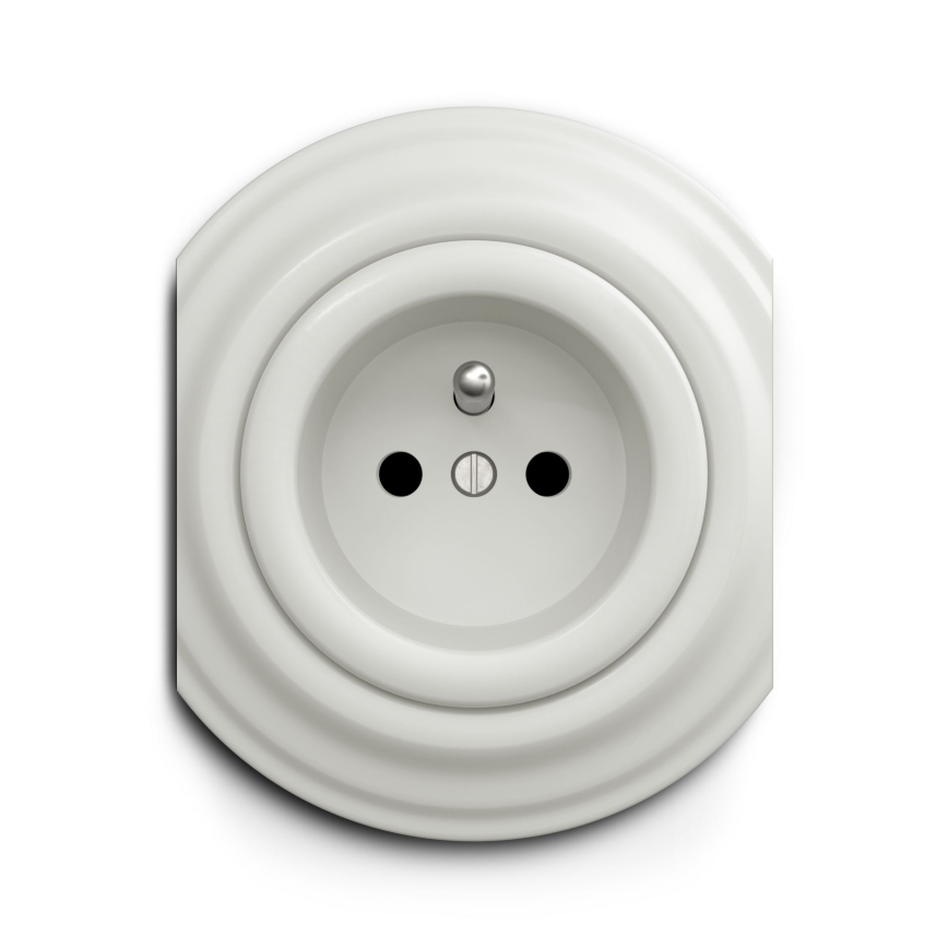 Reblig - Retro wandcontactdoos zonder afdekraam 230V keramisch wit