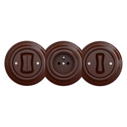 Reblig - Retro wandcontactdoos zonder afdekraam SCHUKO 230V/16A bruin