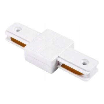 Rechte 1-fase connector voor armaturen in een railsysteem, wit