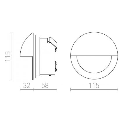 RED - Design Rendl - R10558 - Ingebouwde LED Oriëntatie Lamp voor Buiten ASTERIA LED/3W/230V IP54