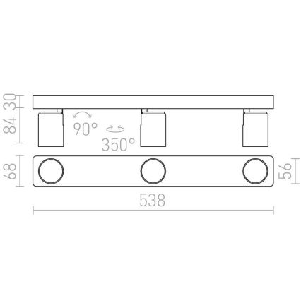 RED - Design Rendl - R12078 - Spot DUGME 3xGU10/35W/230V