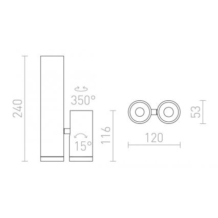 RED - Design Rendl - R12499 - LED Spot BOGARD 2xLED/5W/230V