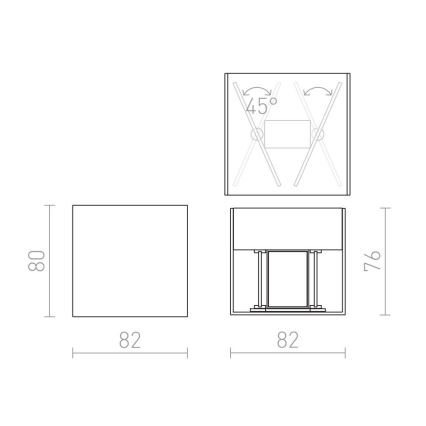 RED-Design Rendl-R12556- Applique murale d'extérieur CARRE 2xLED/3W/230V IP54