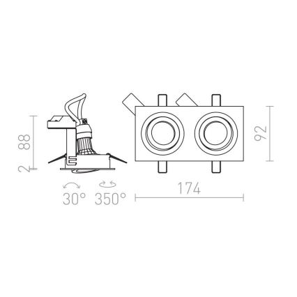 RED - Design Rendl - R12713- Spot encastrable PASADENA 2xGU10/50W/230V