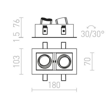 RED - Design Rendl - R12857 - LED Ingebouwde Spot BONDY 2xLED/7W/230V