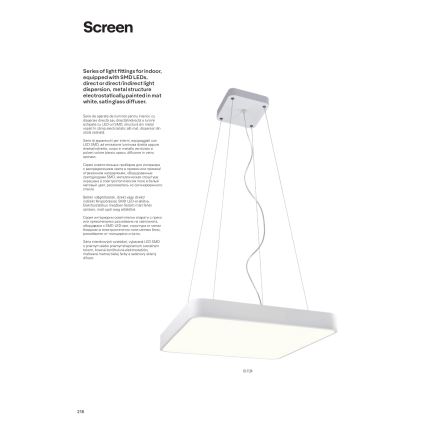 Redo 01-1124 - LED-lampenkroon aan kabel SCREEN LED/48W/230V 3000K