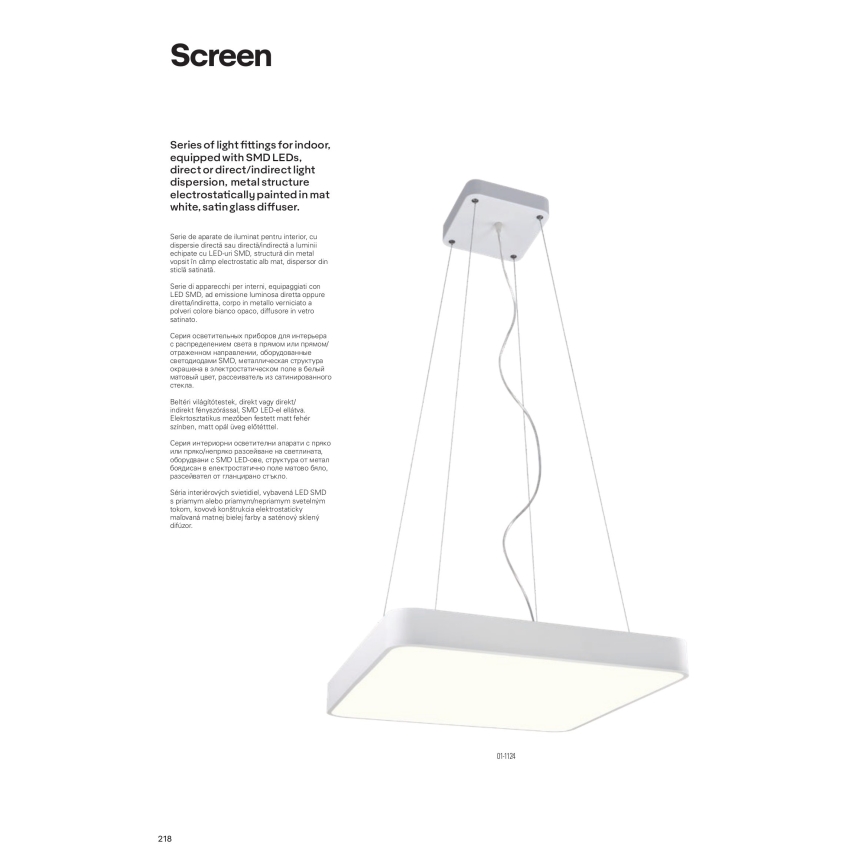 Redo 01-1124 - LED-lampenkroon aan kabel SCREEN LED/48W/230V 3000K