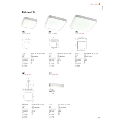 Redo 01-1124 - LED-lampenkroon aan kabel SCREEN LED/48W/230V 3000K