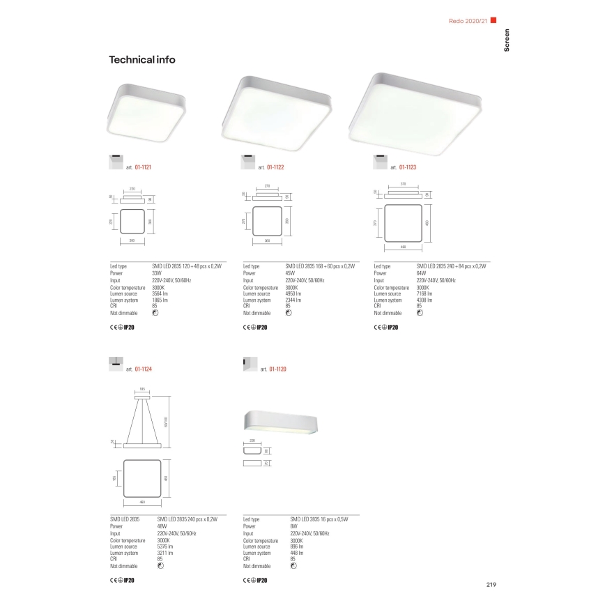 Redo 01-1124 - LED-lampenkroon aan kabel SCREEN LED/48W/230V 3000K