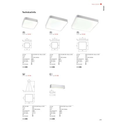 Redo 01-1124 - Suspension filaire SCREEN LED/48W/230V 3000K