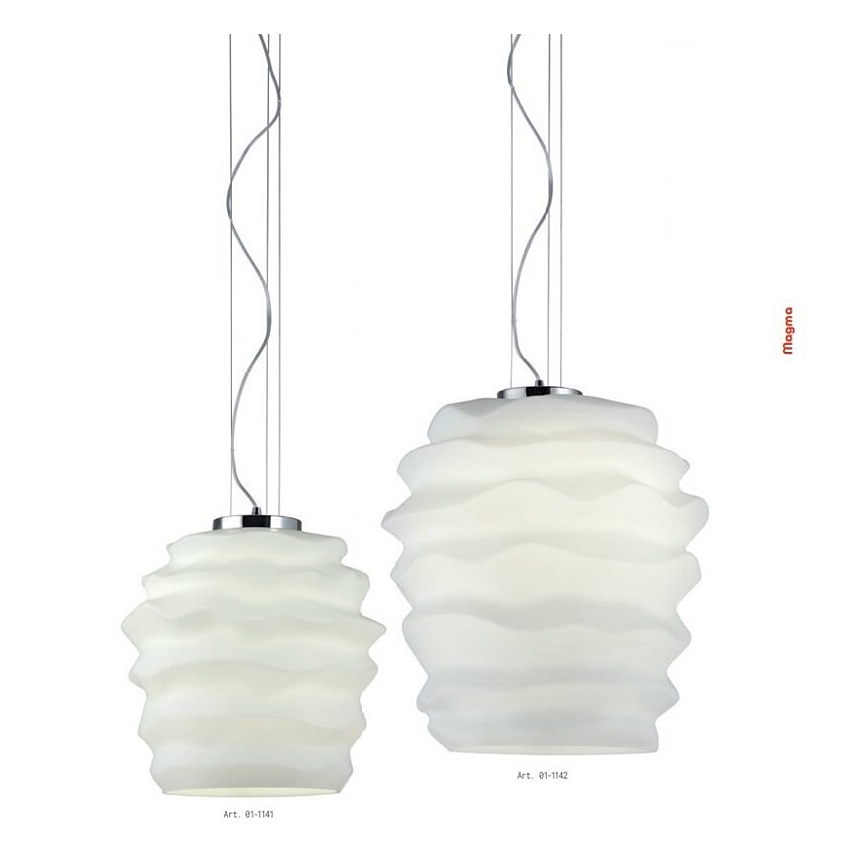 Redo 01-1141 - Kabelhanglamp MAGMA 1xE27/42W/230V Ø 30 cm glanzend chroom/wit