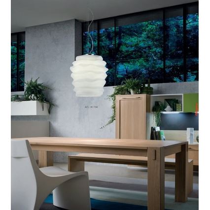 Redo 01-1141 - Suspension sur câble MAGMA 1xE27/42W/230V Ø 30 cm chrome brillant/blanc