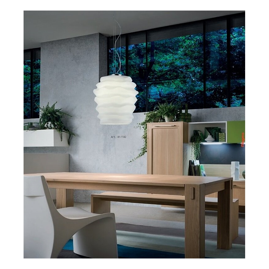 Redo 01-1142 - Hanglamp aan kabel MAGMA 1xE27/42W/230V Ø 38 cm glanzend chroom/wit