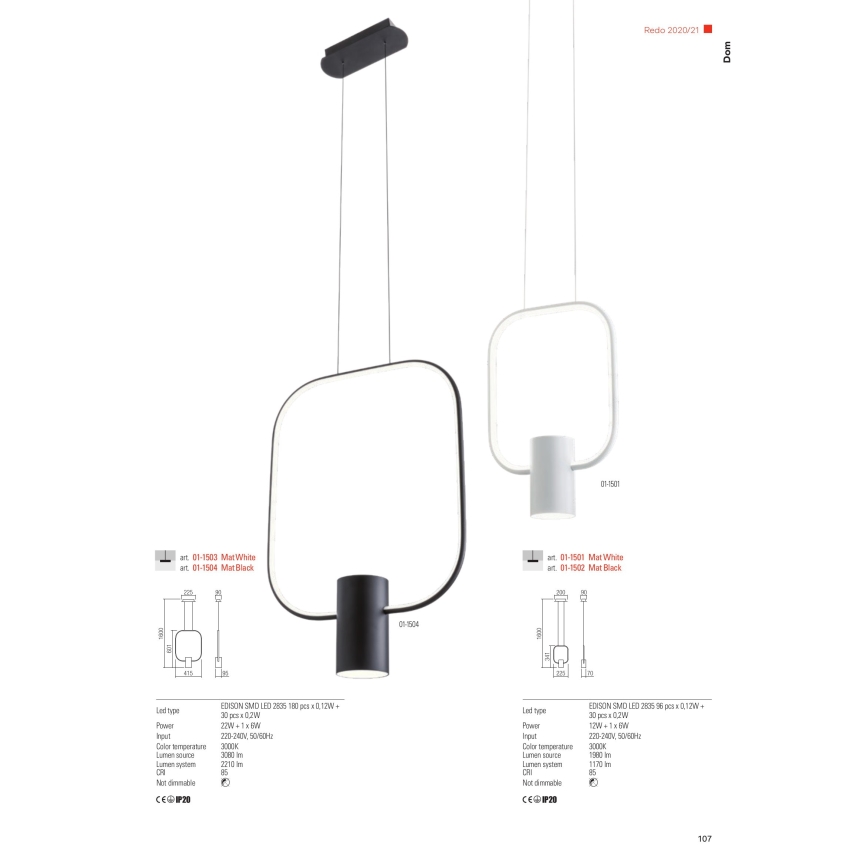 Redo 01-1226 - Dimbare LED-tafellamp DOM LED/21W/230V wit