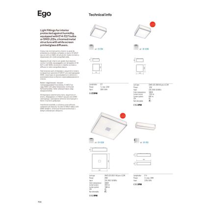 Redo 01-1236 - Plafonnier LED pour salle de bains EGO LED/12W/230V IP44 chrome brillant