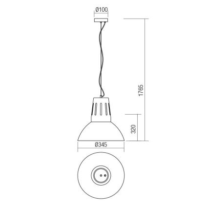 Redo 01-1282 - Hanglamp met snoer PEEP 1xE27/42W/230V Ø 34,5 cm wit