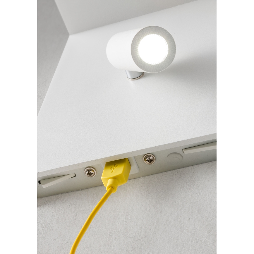 Redo 01-1499 - LED Wandspot AGOS LED/6W/230V + LED/3,2W USB wit