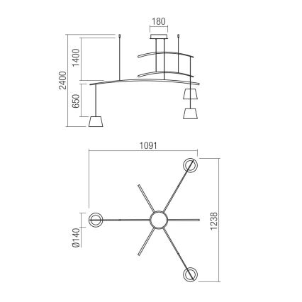 Redo 01-1524 - Suspension filaire LED LOLLI 3xLED/6W/230V blanc