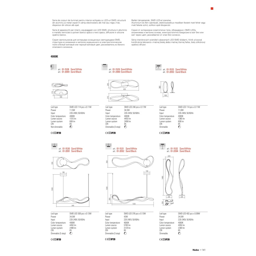 Redo 01-1531 - Suspension sur câble LED NUBO LED/43W/230V blanche