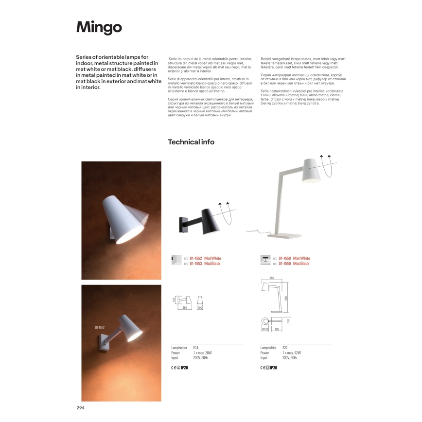 Redo 01-1556 - Staande lamp MINGO 1xE27/42W/230V wit