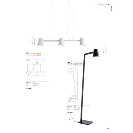 Redo 01-1556 - Staande lamp MINGO 1xE27/42W/230V wit