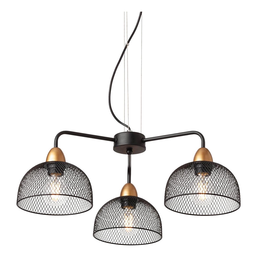 Redo 01-1573 - Suspension sur câble TAMIS 3xE27/42W/230V Ø 59 cm noire