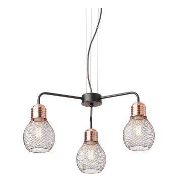 Redo 01-1579 - EDISON hanglamp aan kabel 3xE27/42W/230V Ø 53 cm zwart/koper