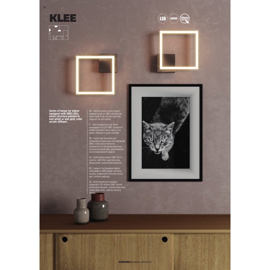 Redo 01-1639 - Plafonnier LED dimmable KLEE LED/30W/230V 45x45 cm doré