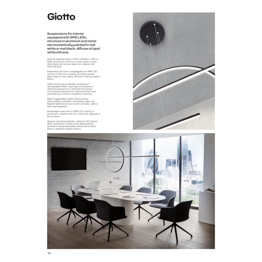 Redo 01-1737 - Dimbare LED hanglamp aan een koord GIOTTO LED/56W/230V zwart