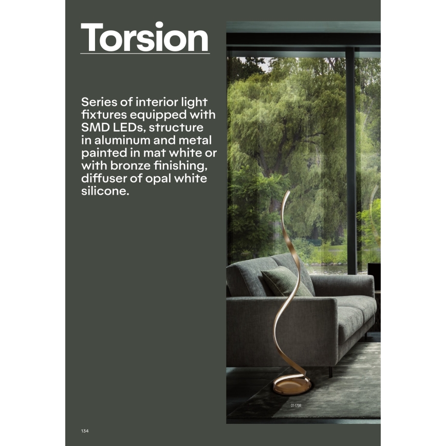 Redo 01-1797 - Lampadaire LED dimmable TORSION LED/24W/230V blanc