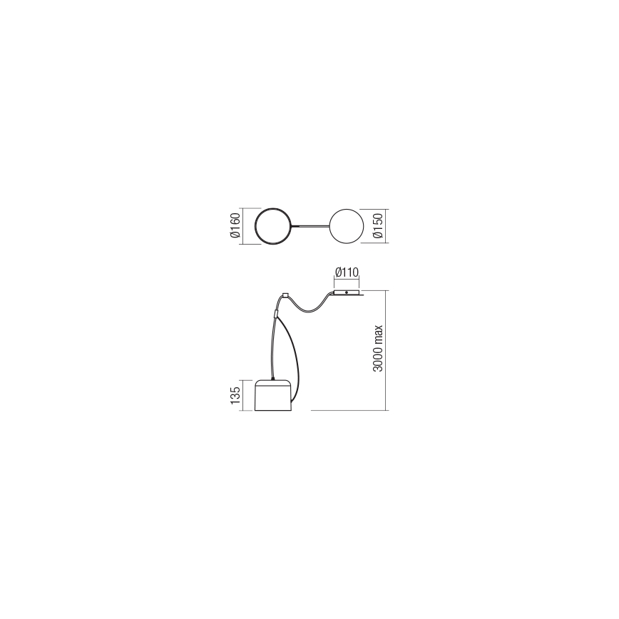 Redo 01-1823 - Hanglamp aan een koord DODO 1xE27/15W/230V spin wit