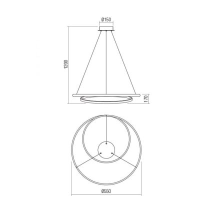 Redo 01-1888 - Dimbare LED-hanglamp aan kabel TORSION LED/29W/230V Ø 55 cm wit