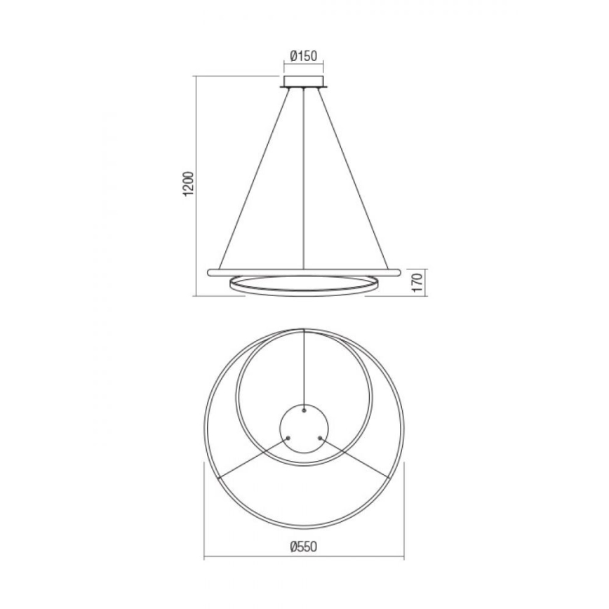Redo 01-1889 - Dimbare LED-hanglamp aan kabel TORSION LED/29W/230V Ø 55 cm brons