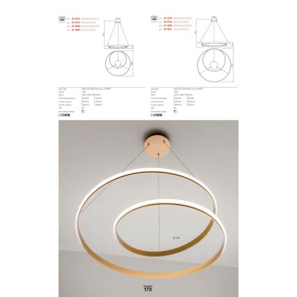 Redo 01-1889 - Suspension TORSION dimmable sur câble LED/29W/230V 4000K Ø 55 cm bronze