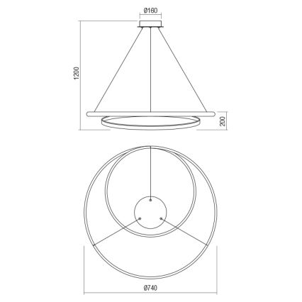 Redo 01-1891 - Dimbare LED-hanglamp met kabel TORSION LED/35W/230V 4000K Ø 75 cm brons