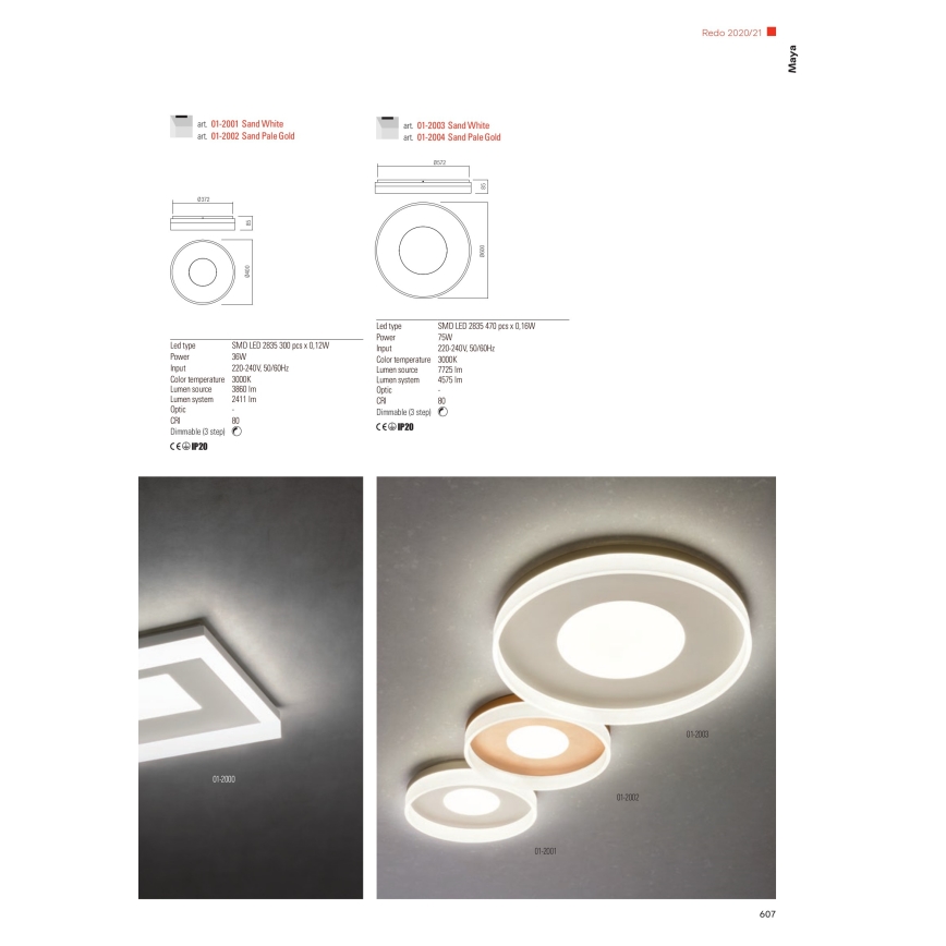 Redo 01-2000 - Plafonnier LED dimmable MAYA LED/55W/230V 51x51 cm doré