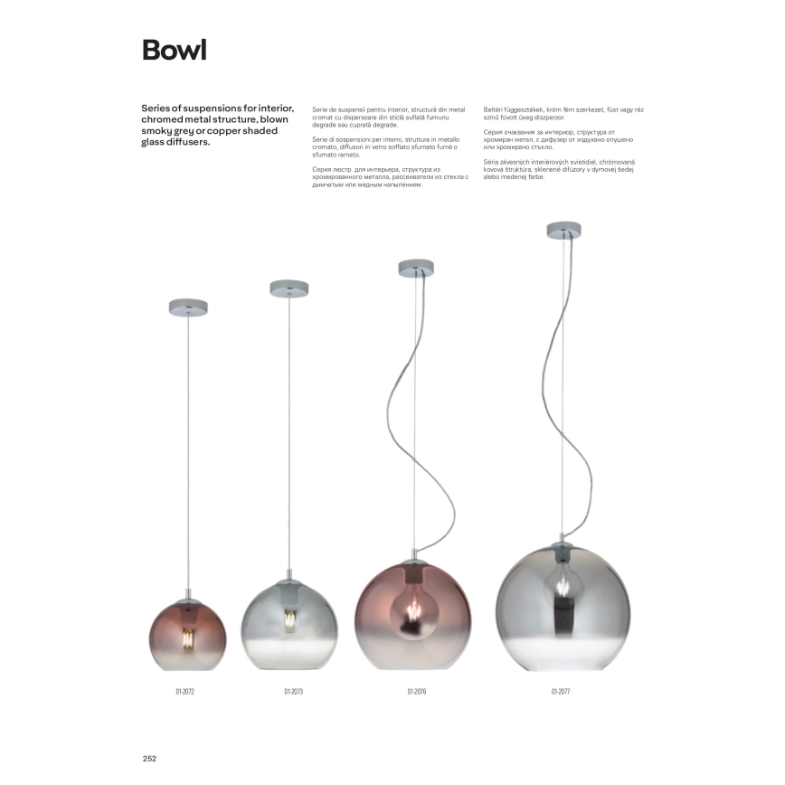 Redo 01-2076 - Hanglamp aan een koord BOWL 1xE27/42W/230V diameter 30 cm koper