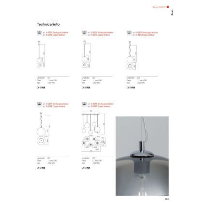 Redo 01-2079 - Hanglamp aan een koord BOWL 5xE27/42W/230V gerookt