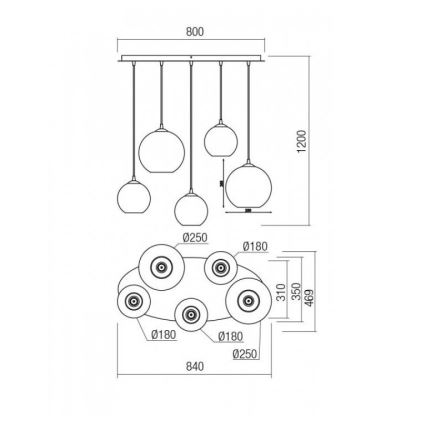 Redo 01-2079 - Hanglamp aan een koord BOWL 5xE27/42W/230V gerookt