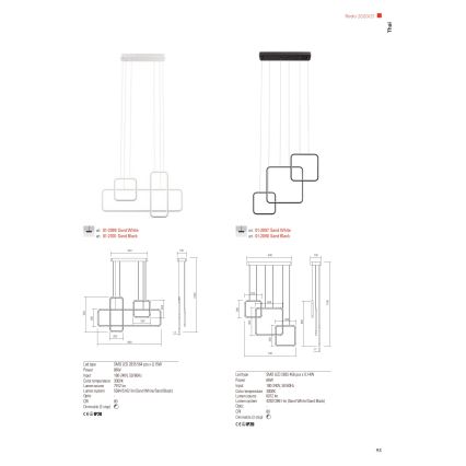 Redo 01-2099 - THAI LED dimbare hanglamp aan kabel LED/86W/230V wit