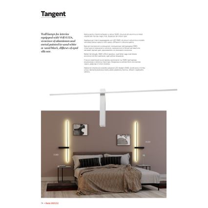 Redo 01-2200 - LED-wandlamp TANGENT/14W/230V 3000K 125,4 cm wit