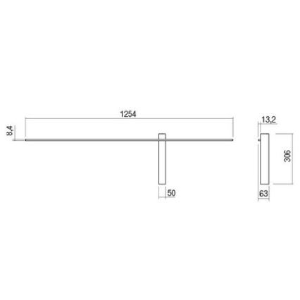 Redo 01-2200 - LED-wandlamp TANGENT/14W/230V 3000K 125,4 cm wit